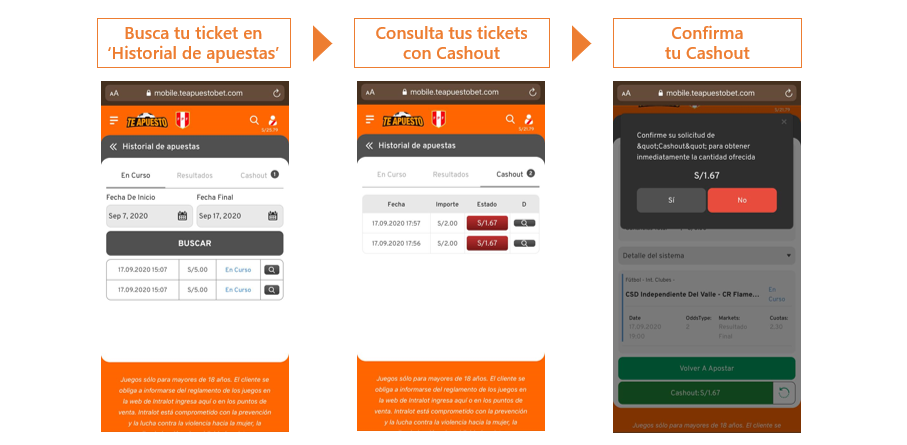 Pasos para realizar cashout